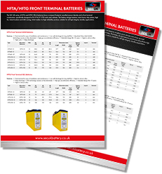 SEC Sterling HFTA - HFTG Front Terminal Batteries Leaflet